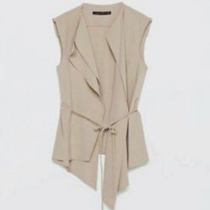 Zara Asymmetrical Sleeveless Vest with Tie Front